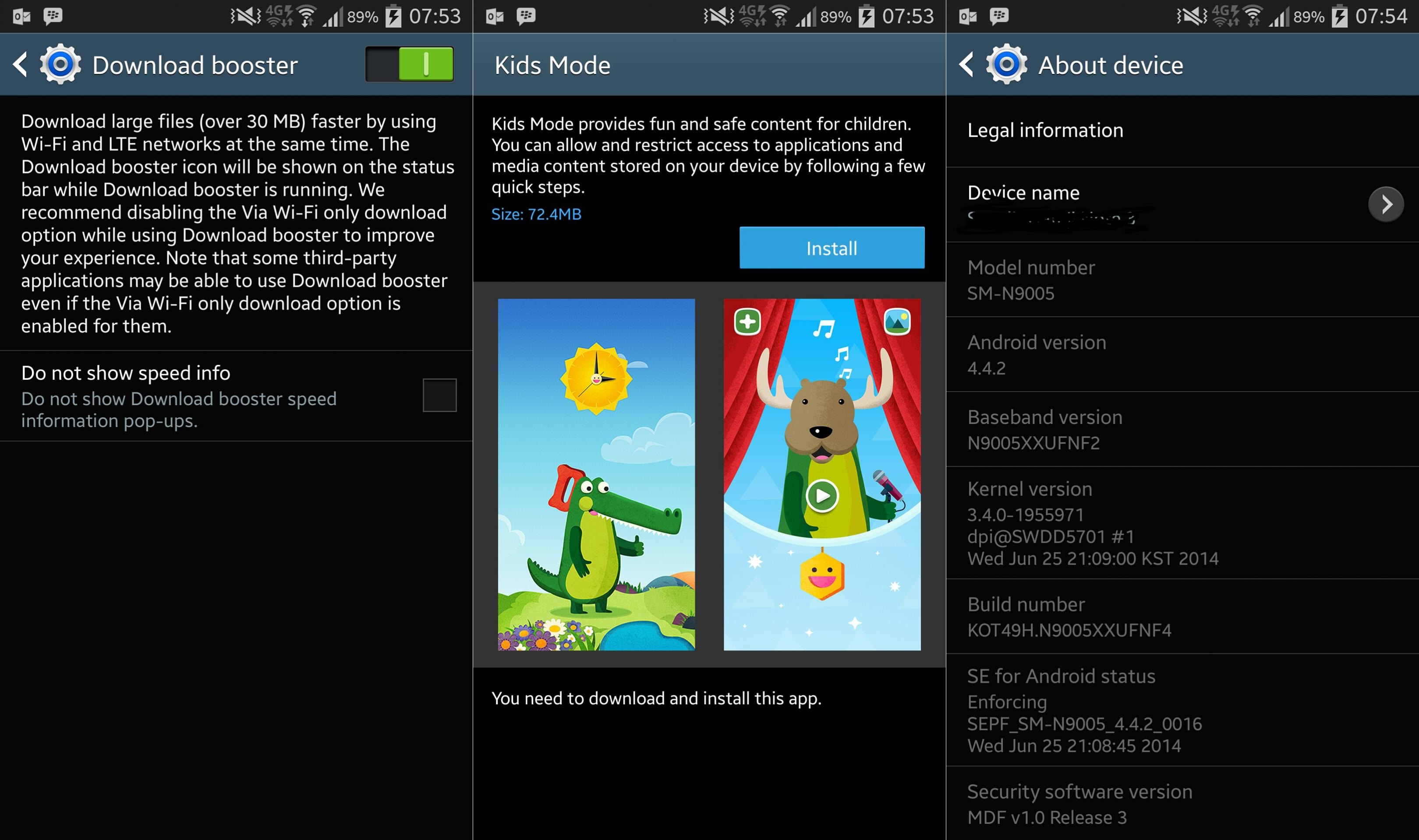note 3 kids mode update