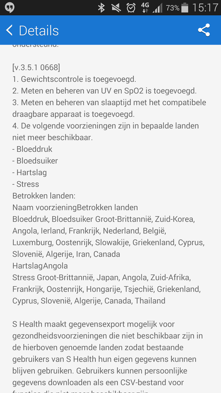 Samsung S Health Update