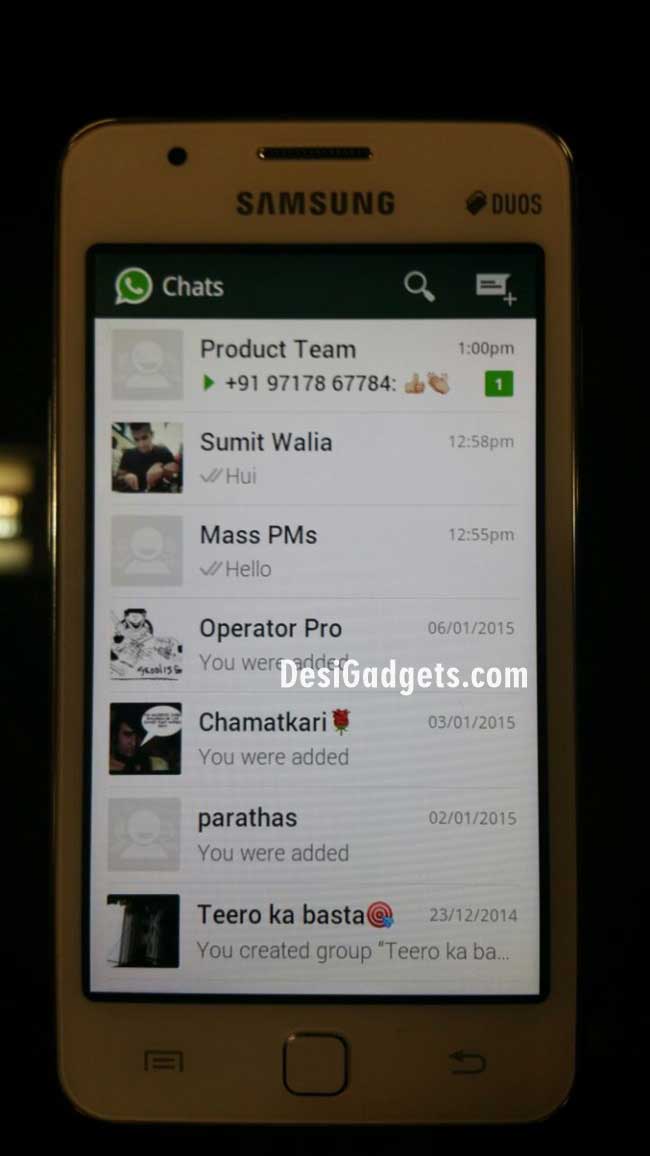 Samsung Z1 WhatsApp