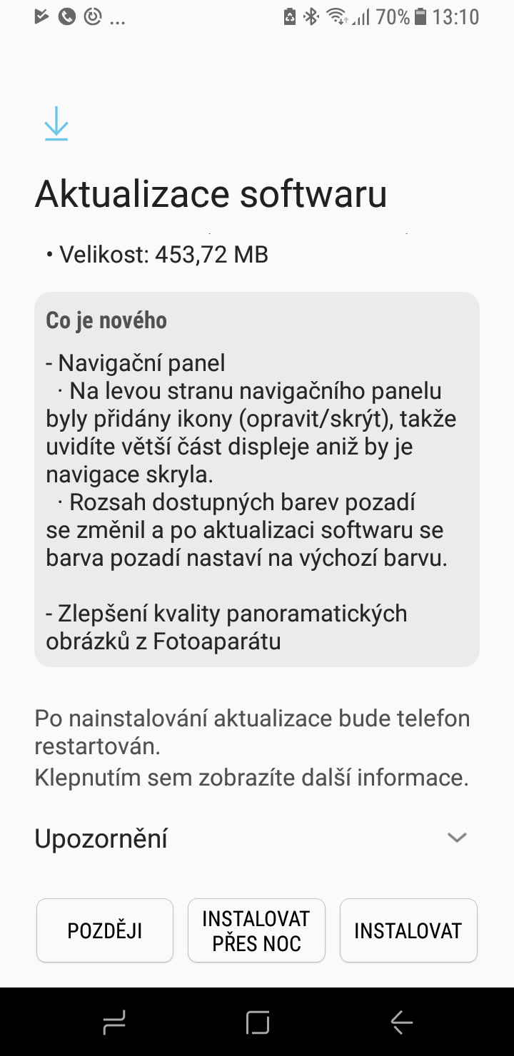 1 Informace k ned†vnā aktualizaci firmwaru