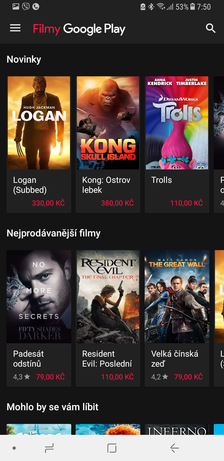 11 v knihovnō Google Play Filmy vypad† b°lž navigaün° panel ruÁivō