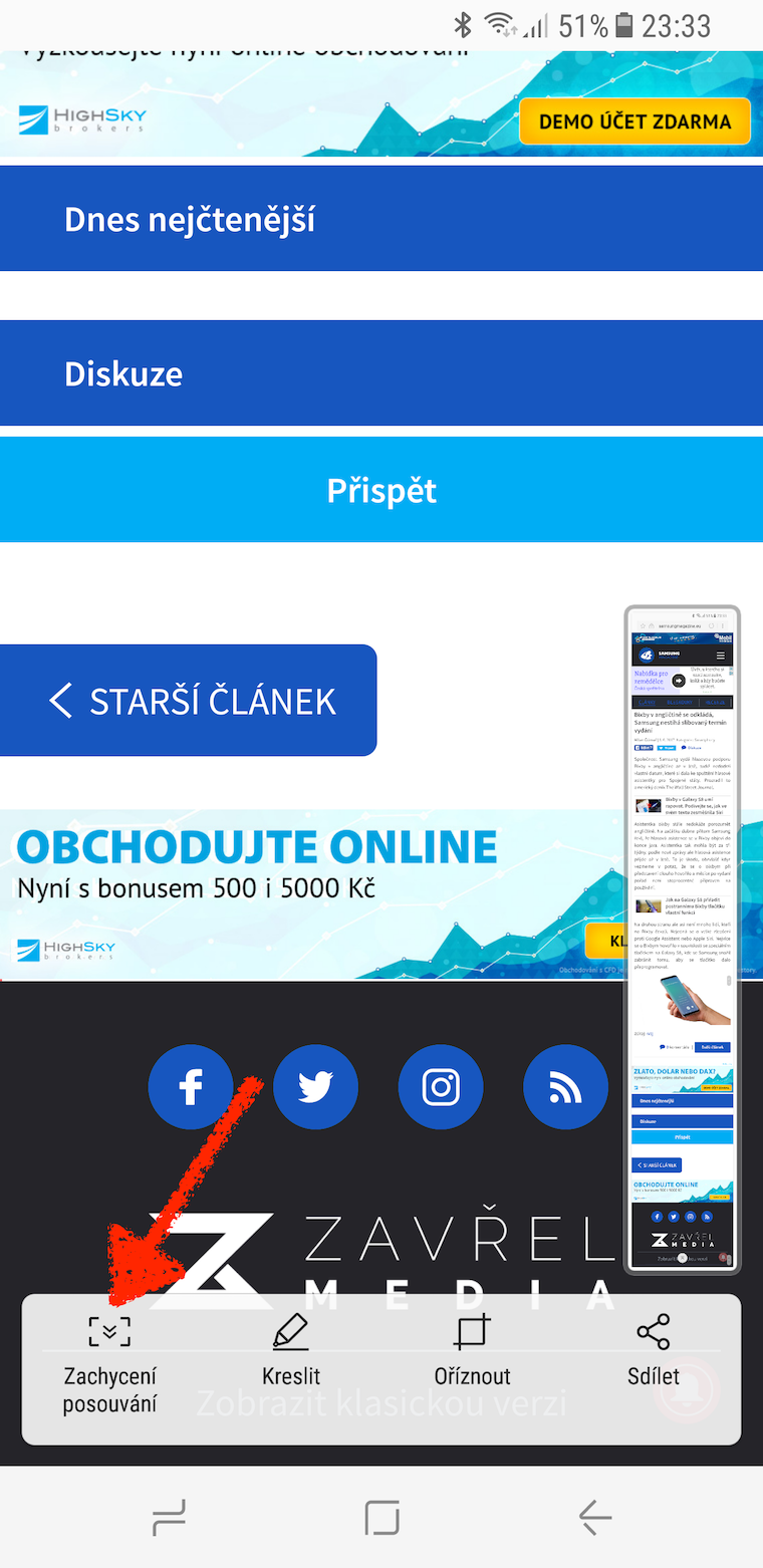 Galaxy S8 snimek obrazovky 1 Galaxy S8 snimek obrazovky 1