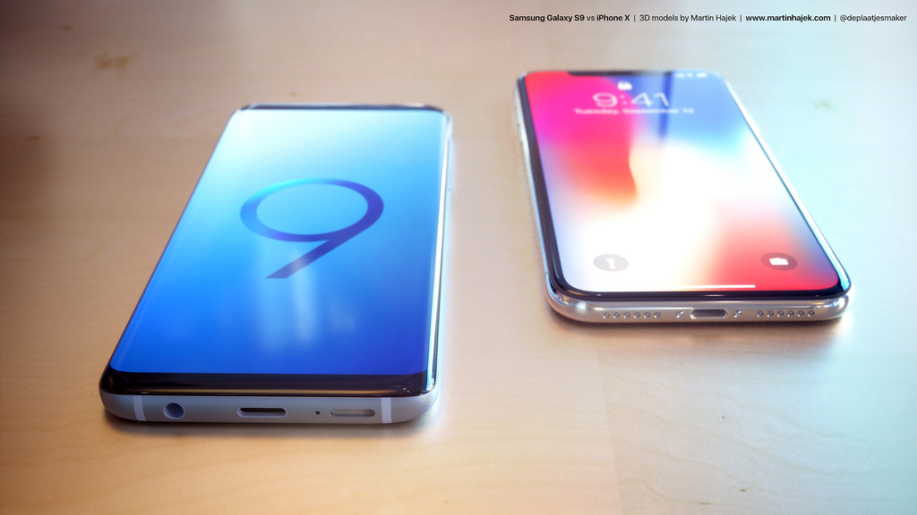 Samsung Galaxy S9 vs iPhone X render 2 Samsung Galaxy S9 vs iPhone X render 2