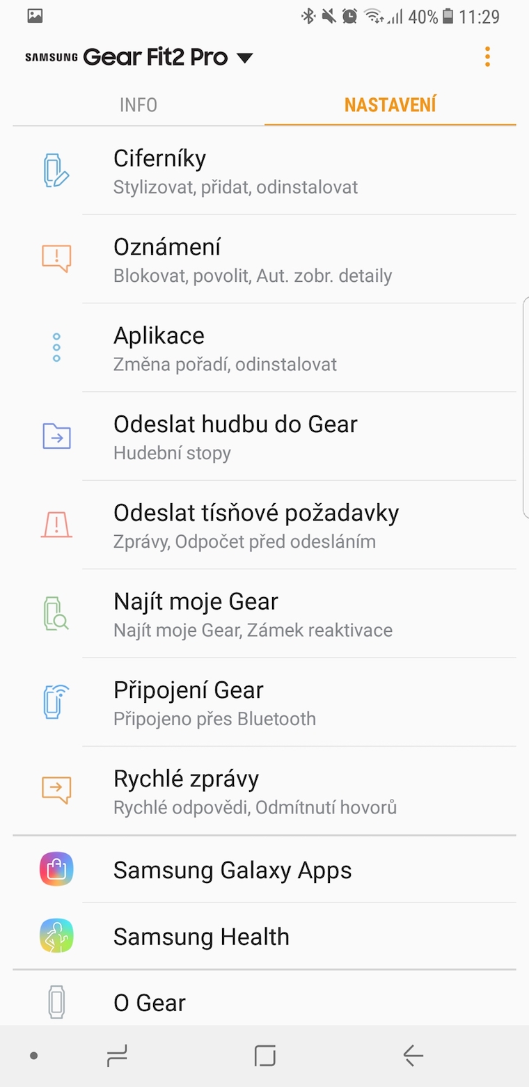 Samsung Gear Fit2 Pro aplikace 6 Samsung Gear Fit2 Pro aplikace 6
