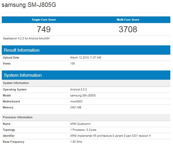 galaxy j8 plus benchmark