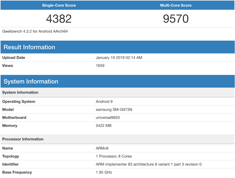 galaxy s10 benchmark