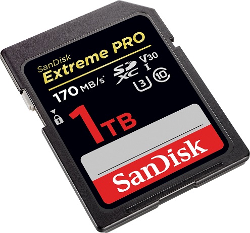 1TB SanDisk Extreme PRO SD UHS I Card   Left