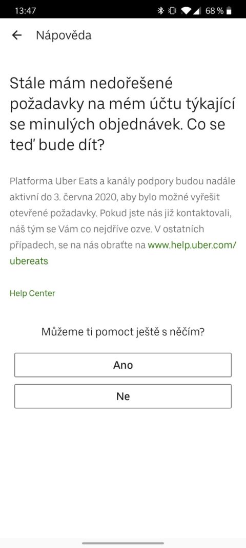 Uber Eats konec