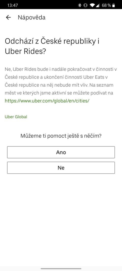Uber Eats konec