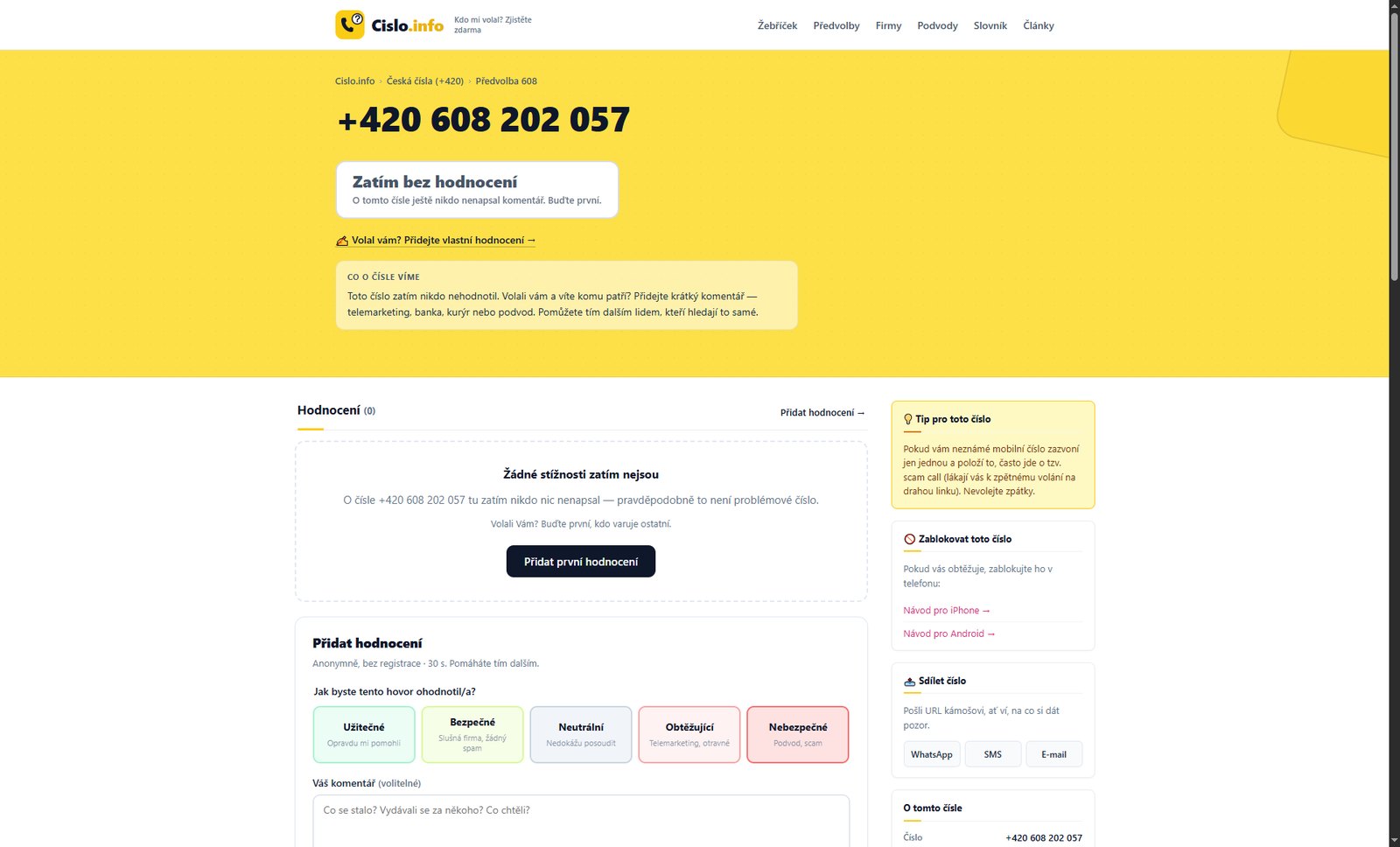 cislo info detail